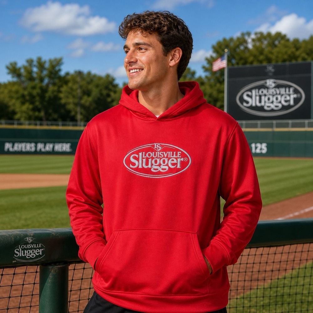 Louisville Slugger Men's Authentic Size XL Red Hoodie Sweatshirt Embroidered